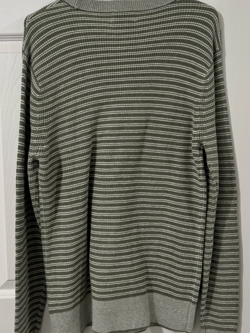 Goodfellow & Co Olive and White Striped Crewneck Sweater